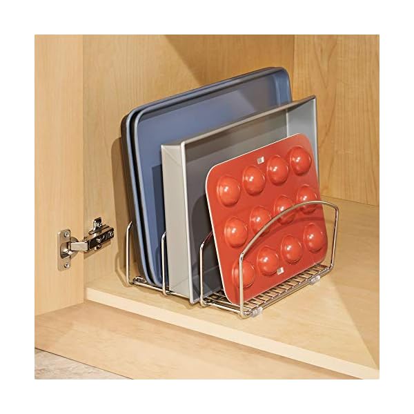 mDesign Kitchen Bakeware Organiser - Steel Baking Tray Rack and Cutting Board Holder - Ideal Kitchen Storage Solution…