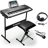 Hamzer 61-Key Portable Electronic Keyboard Piano with Stand, Stool, Headphones &amp; Microphone