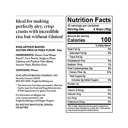 KING ARTHUR GLUTEN FREE PIZZA FLOUR: CRISPY NEAPOLITAN-STYLE CRUST – 32 OZ BOX, PERFECT FOR GF BAKING, CELIAC-FRIENDLY, 00 PIZZA DOUGH MIX