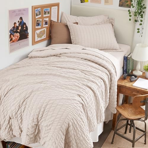 HYMOKEGE Seersucker Comforter Set Twin XL Beige
