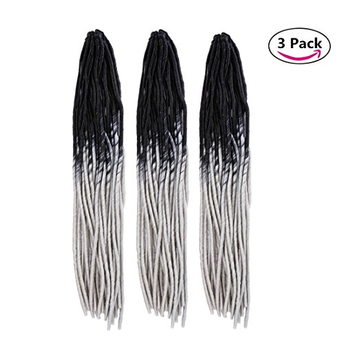 Creamily 3pack/lot 20" Ombre Mixed Color Crochet Faux Braiding Hair Hollow Soft Dreadlocks Braids Hair Extensions 20 Strands/Piece