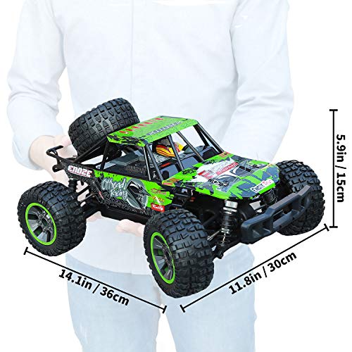 RC Car, 1:10 Scale 4WD High Speed 46+km/h Off Road Monster RC Truck, MiraTekk 2.4Ghz Remote Control Car All Terrain Waterproof Toy Truck for Kids and Adults, 2 Rechargeable Batteries for Run 40+ Min - Thumbnail 4