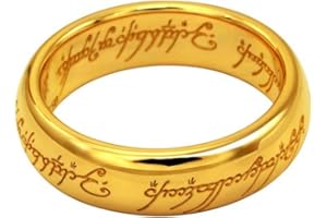 Adreamz 7mm Gold Lord's Engraved Titanium Ring for Men & Women Elvish Power of Magic Wedding Band Size 6-14