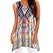 TOPUNDER Irregular Printing T-Shirt Sleeveless Blouse Loose Tunic Tank Tops for Women