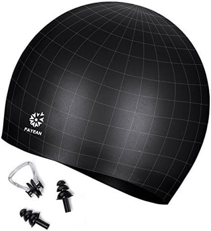 FAYEAN Silicone Seamless Swim Cap for Adult Men Women 3D Ergonomic Design Waterproof Comfortable Durable with Nose Clip and Ear Plugs