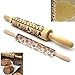 Christmas Wooden Rolling Pin 2 Packs, Embossing Rolling Pins with Engraved Christmas Gift Pattern, Christmas Themed Embossing Rollers, Christmas Symbols for Baking Embossed Cookies