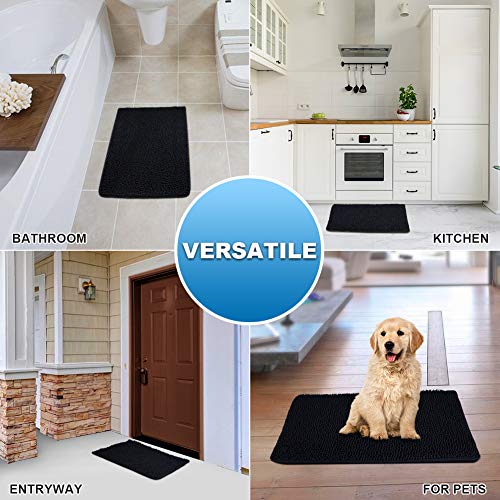 Secura Housewares Soft Microfiber Bathroom Rugs, 20 x 32 Inches Non Slip Bath Mat for Door, Bathroom & Kitchen with Water Absorbent, Machine Washable (Black)