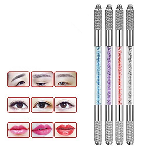 Yimart® 4Pcs/set Different Colors Professional Double-headed Permanent Makeup Manual Tattoo Machine Pen Crystal Tattoo Eyebrow Pen