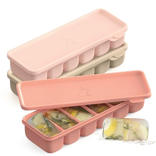 Silicone Freezer Trays with Lid, 2.37oz .3ea Sets 6 Cube - Leak Proof Baby Food Freezer Tray for Breastmilk, Purees, Vegetables - Easy-Release Stackable Ice Cube Trays, Baby Food Jars BPA Free Mix