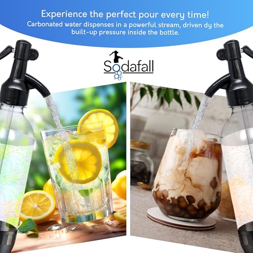 Sodafall fizz saver soda bottle dispenser siphon sifon compatible with Sodastream bottles and other soda maker brands replacement cap(black)