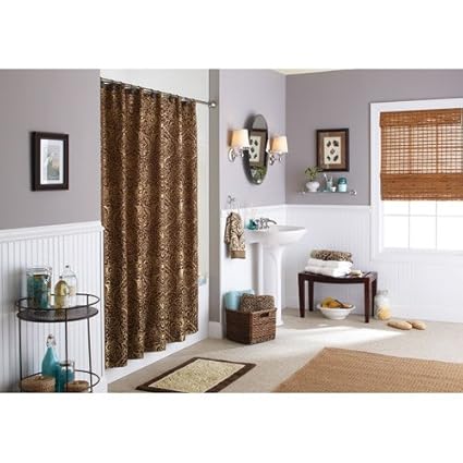 Amazon Com Chocolate Brown Gold Floral Damask Luxury Fabric