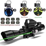 UUQ C4-12X50 Rifle Scope Dual Illuminated Reticle W/Green Laser Sight and Holographic Dot Reflex Sight