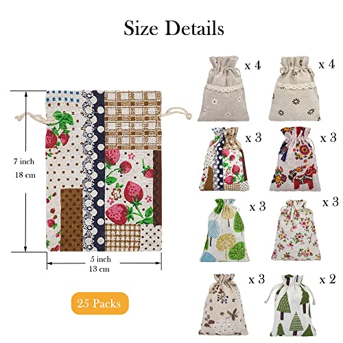 Burlap Bags with Drawstring Gift Bags 25PCS 5x7