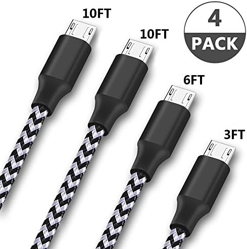 Micro USB Cable, Capkit 4Pack 3FT 6FT 10FT 10FT Nylon Braided High Speed USB to Micro USB Charging Cables Android Fast Charger Cable for Samsung Galaxy S7 Edge/S6/S5/S4,Note5/4/3HTC,LG,Tablet and More