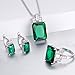 J.MOSUYA 925 Sterling Silver Plated Jewelry Set For Women, Swarovski Element Crystal Earring Necklace Set Emerald, Size 8