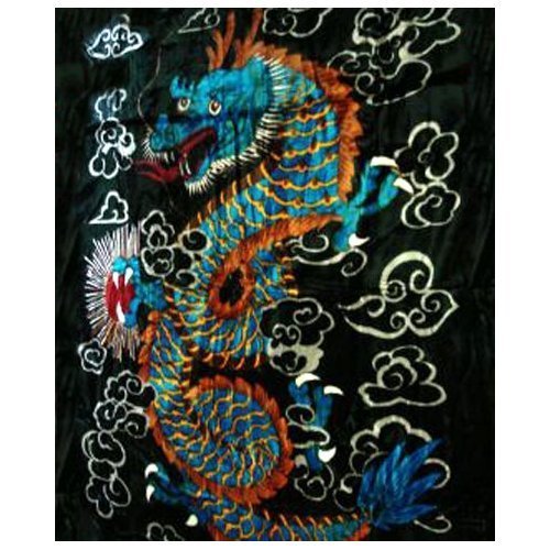 Queen Blue Asian Dragon Korean Mink Blanket Apple Home