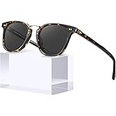 CARFIA Round Acetate Small Face Polarized Sunglasses for Women Fashion Retro Metal Bridge Sunnies CA5015