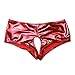 CHICTRY Women's Wet Look Faux Leather Underwear Open Crotch Mini Booty Panties Red Medium(Waist:27.5-39.0
