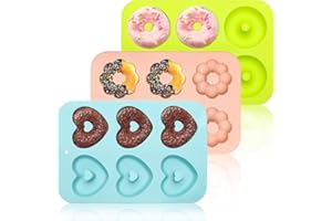 Silicone Donut Pan - Non-Stick Donut Maker for 6 Doughnuts, Baking Molds for Muffins, Cupcakes & Bagels, Reusable & Easy Clea