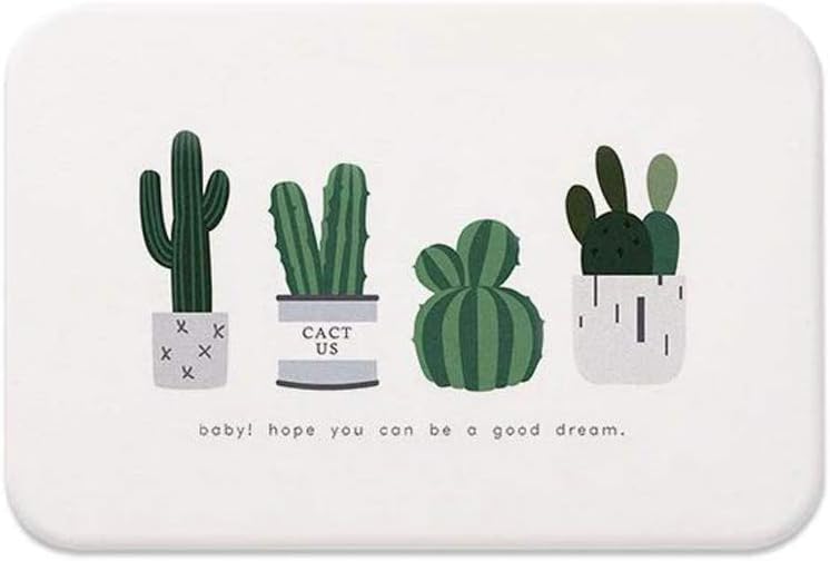 Lasenque Diatomite Cactus Cacti Coaster Absorbent Soap Bar Holder Fast Self-Dry,Anti-Bacterial Soap Saver and Toothbrush,Absorbent Diatomaceous Earth Mat (White,11.8''x7.8'')