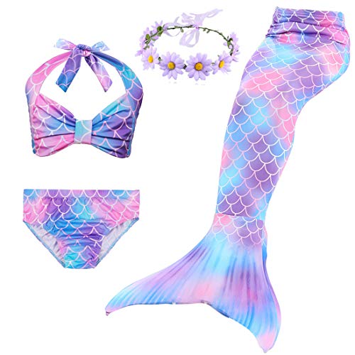 Girl's Mermaid Tail Swimsuit for Swimming Bikini Set Sea-Maid Princess Bathingsuit
