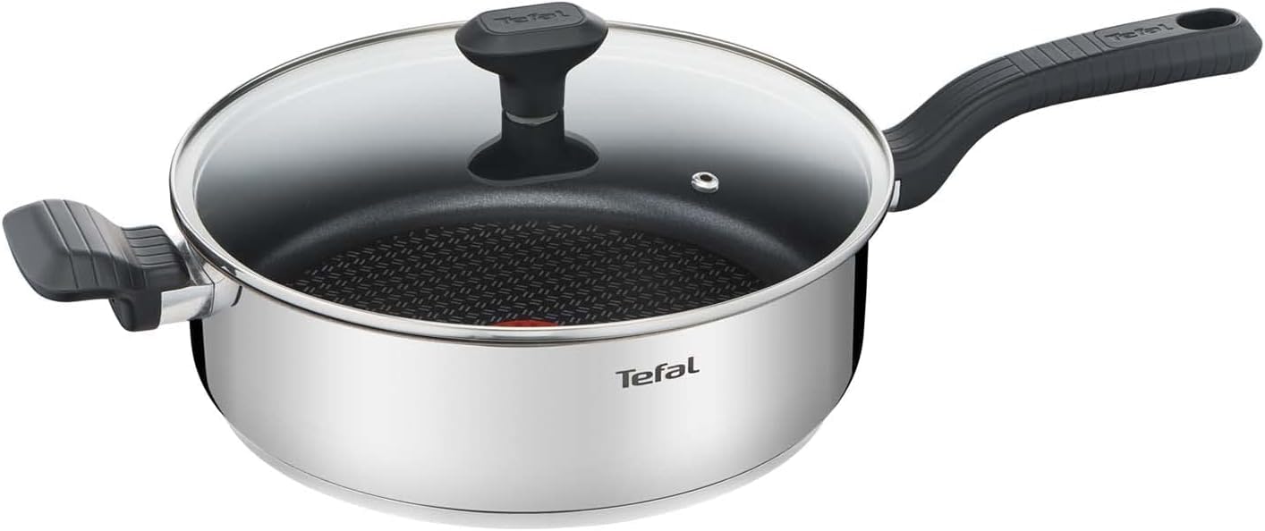 Tefal Comfort Max 26cm Stainless Steel Saute Pan, Durable Non-Stick Pan with Thermo-Spot Heat Indicator, Induction Compatible Base, Comfortable Grip Handle, B00V6A6QO2