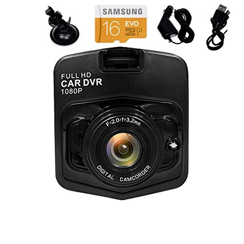 SPEED Full HD 1080P Car Vehicle HD Dash Camera DVR Cam Recorder with 16GB Micro SD Card, 135Â°View Angle Car Box Tachograph, Motion Detection, Loop Recording, Night Vision (Black)