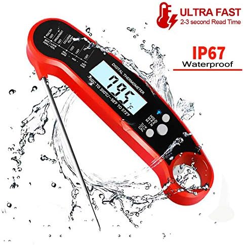 Meat Thermometer, Quickthermo Instant Reading Meat Thermometer, IP67 Waterproof, Calibration and Backlight Function…