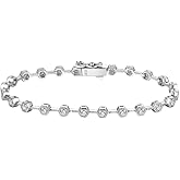 Ello Elli Moissanite Tennis Bracelet for Women, 925 Sterling Silver, 2.5mm D Color VVS1 Lab Created Stones, Honeycomb Bezel, Dual Safety Clasp, Luxury Gift