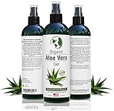 Aloe Vera Gel - 99.75% Pure, Cold Pressed, Organic Aloe Vera Skin Care - For All Types of Skin and Hair - Acne, Razor Bumps & Burn, Bug or Insect Bites - Irritated, Dry or Sunburned Skin - 12 fl.oz.