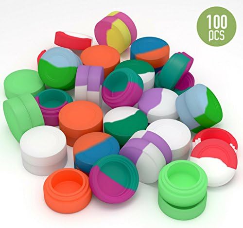 Non Stick Silicone Containers, 2ml Food Grade Silicone, Non Toxic Jars, for Dab, Wax, Lip Balm, Beauty Products, Mixed Color, 100 count