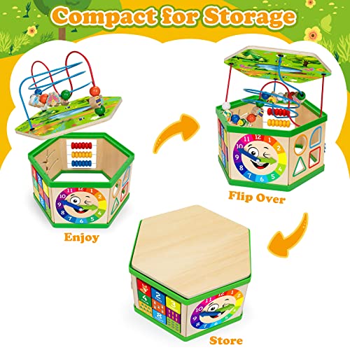 Duchong Wooden Activity Cube, 7in1 Toys Gift Set for 1218 Month, 1