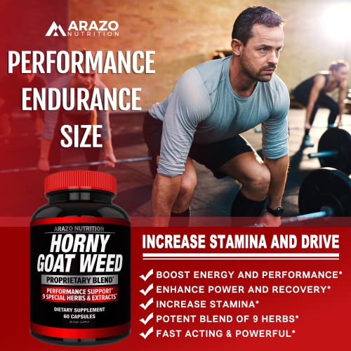Arazo Nutrition Premium Horny Goat Weed Extract with Maca Root, Ginseng