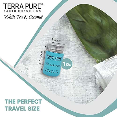 Terra Pure White Tea & Coconut Shampoo, Travel Size Hotel Amenities, 1