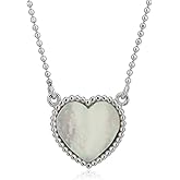 Vanbelle Sterling Silver Jewelry - Rhodium Plated with 925 Stamp - Heart Pendant Necklace with Mother of Pearl - Handcrafted Necklace for Women - 16" Long + 2" Extender