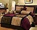Grand Linen 7 Piece Burgundy Brown Black Bed in a Bag Micro Suede Queen Comforter Set with Accent Pillows