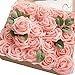 Ling's moment Artificial Flowers 50pcs Real Looking Pink Fake Roses w/Stem for DIY Wedding Bouquets Centerpieces Bridal Shower Party Home Decorations