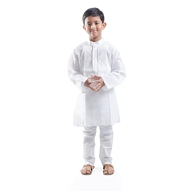 White Boys Chickan Kurta and Pyjama