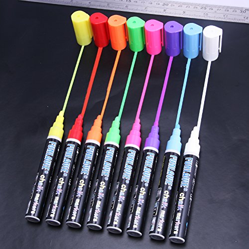 FunLavie Chalk Markers 8 Bright Colored Pens for Whiteboard/Glass/Windows/Plastic - Non-Toxic Wet Erase Markers by - Thumbnail 4
