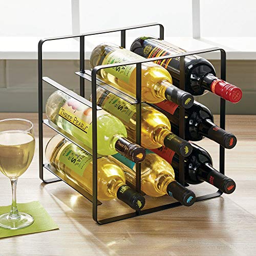 mDesign Metal Farmhouse FreeStanding Water Bottle and Wine Rack