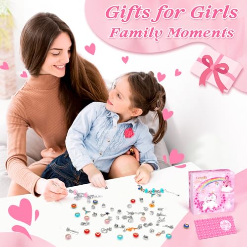 Lenski DIY Charm Bracelet Kit, Gifts for Girls Aged 4-11 Years, for Jewellery Crafts