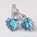 GULICX Girls Silver Tone Prong Cubic Zirconia Heart Pierced Drop Huggie Earrings Light Blue