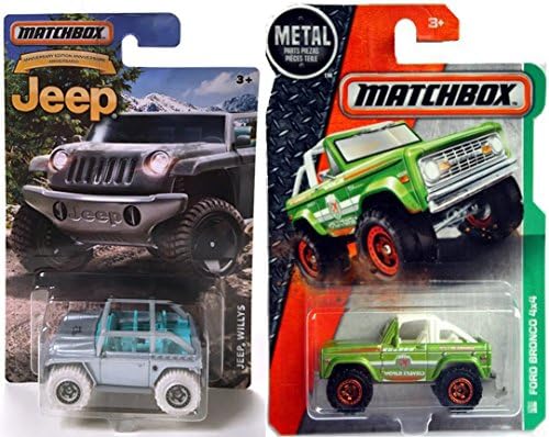 Matchbox Jeep 75th Anniversary Jeep Willys Concept & Ford Bronco 4x4 World Traveller #118 Matchbox 2016 Explorers set in PROTECTIVE CASES