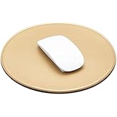 ProElife Mouse Pad for Computer Laptop Accessories, Anti Slip Cute Round Mouse Pad Waterproof PU Leather 8.66-Inch Circular Mousepad Stitched Edges Mat for Home Office School Gaming (Gold)