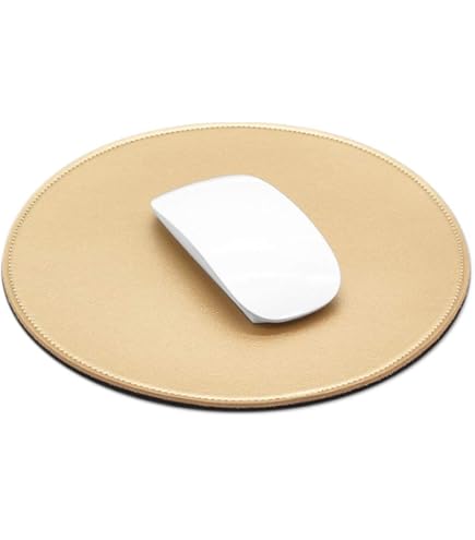 Grey Marble Gold Grain Mouse Pad - Round Non-Slip Gaming Surface For Computer & Laptop