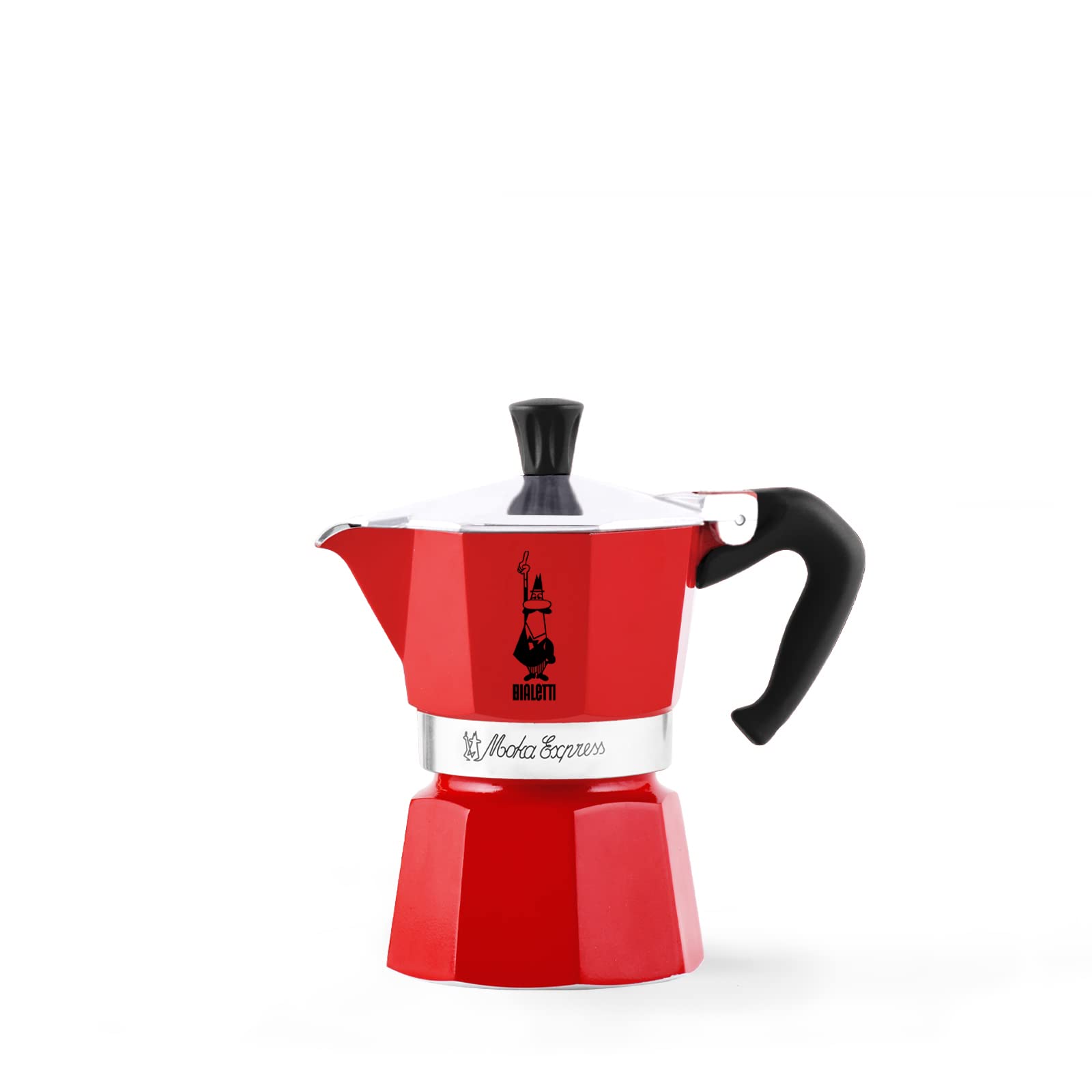 Bialetti - Moka Color : Machine À Expresso Emblématique Sur La Cuisinière, Fait Du Vrai Café Italien, Pot Moka 1 Tasses (60 Ml), Aluminium, Rouge