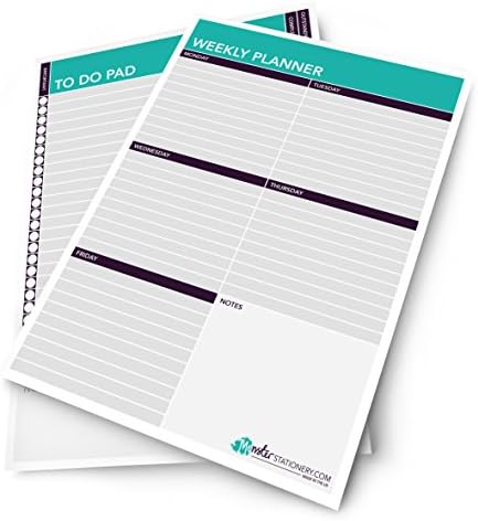 Monster Stationery - A4 Daily To Do Pad and A4 Weekly Schedule Planner - 60 Sheets - 80gsm - Made in UK - Set of 2