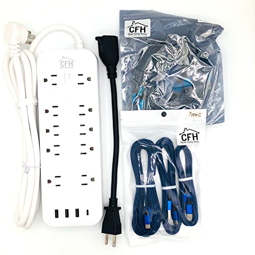 Heavy Duty 3000Joule 10Outlet 4USB Safety Strip Surge Protector with