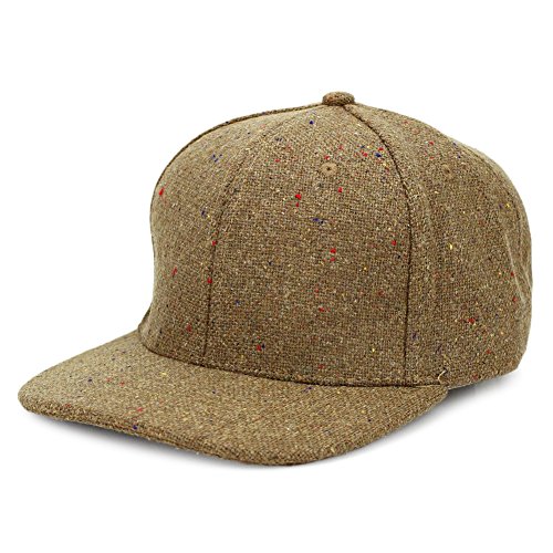 Unisex Plain Tweed Corduroy Confetti Wool Snapback Adjustable Baseball Dad Hats Vintage Cap (Confetti-Khaki)