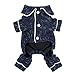Fitwarm Stylish Dog Pajamas Pet Clothes PJS Coat Jumpsuit Soft Thick Warm Cotton Blue Medium